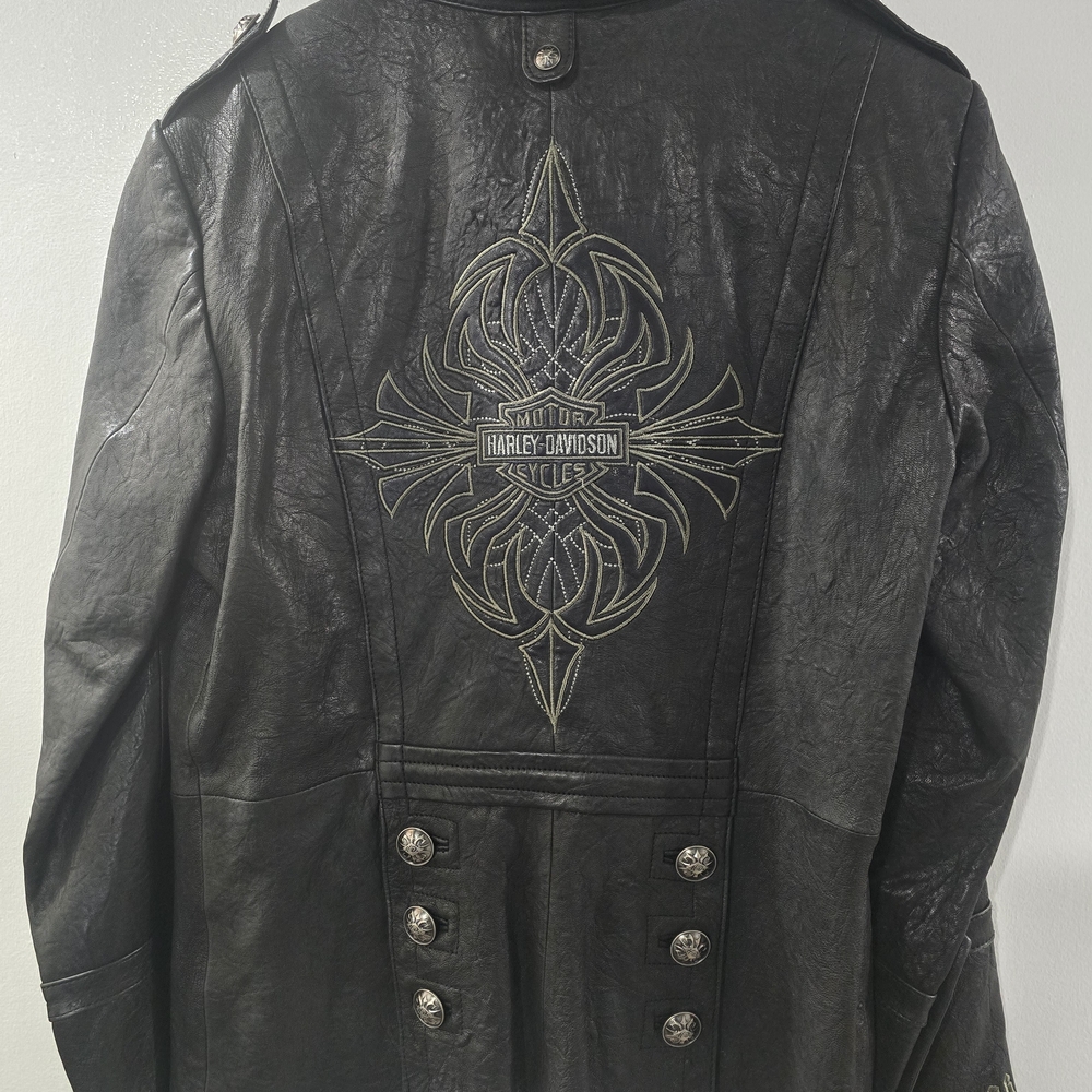 Harley-Davidson Women's Black Leather Jacket with Silver Embroidery